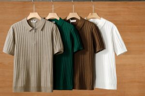 Half zip short sleeved polo T-shirt