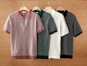 Knitted hollow ice silk polo shirt men's