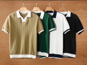 Summer breathable color blocked light mature trendy men's polo T-shirt